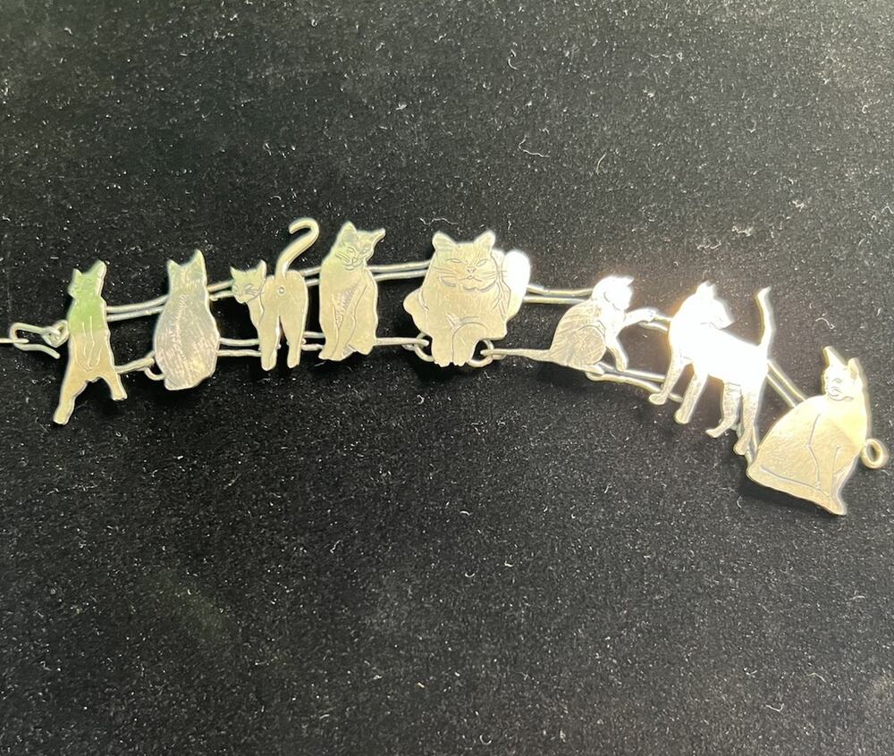 Vintage Metal Wild Bryde CAT BRACELET Link Jewelry 7”